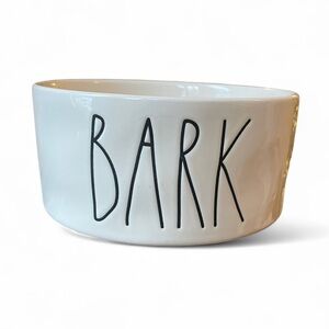 Rae Dunn 'BARK' Dog Bowl White